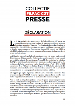 Déclaration du Collectif Filpac-CGT Presse