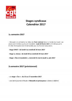 Stages syndicaux, calendrier 2017.