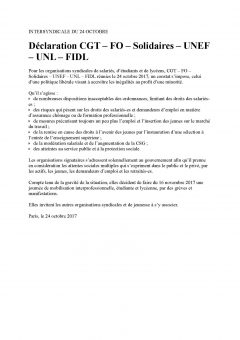 Déclaration CGT – FO – Solidaires – UNEF – UNL – FIDL