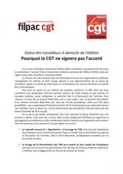TAD de l’Edition : pourquoi la CGT ne signera pas l’accord