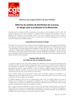 Adresse aux organisations de journalistes : réforme de la distribution de la presse, un danger pour la profession et la démocratie