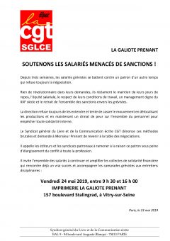 La Galiote Prenant : Soutenons les salariés menacés de sanctions !