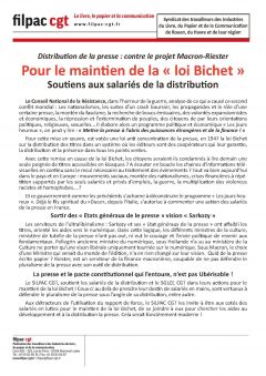 Syndicat des travailleurs des Industries du Livre, du Papier et de la Communication de Rouen, du Havre et de leur région : Pour le maintien de la loi Bichet