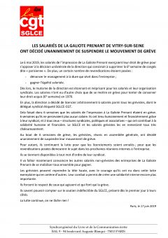 Les salariés de La Galiote Prenant ont décidé unanimement de suspendre le mouvement de grève