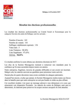 Presstalis Bobigny : le SGLCE-CGT fait 98 % aux élections CSE !