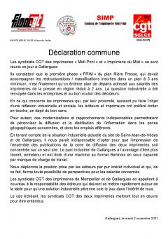 Déclaration commune : Gallargues-Montpellier